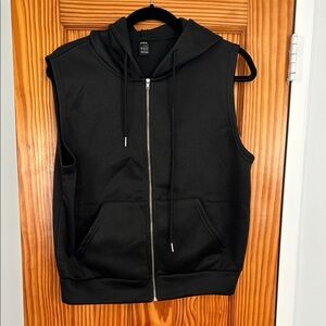 Black Sleeveless Hoodie Vest sweater